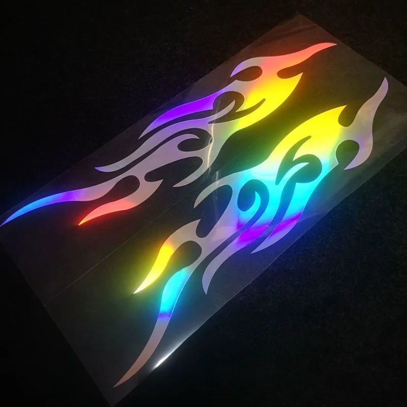 Motorcycle Flame Reflective Stickers, Self-Adhesive Cool Fire Strip, Modified Decals, Motorcycle Body Decoration, Car Supplies