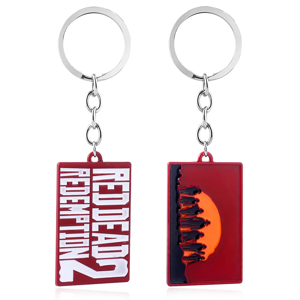 Jeu RDR2 Arthur Morgan Revolver porte-clés rouge mort rédemption 2 porte-clés Western Cowboy Fans cadeau Cosplay hommes femmes sac bijoux