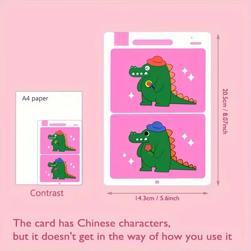 Juego de cartas educativo y reutilizable de dibujos animados para niños Encuentra las diferencias Encuentra niveles de dificultad para entrenar la atención y la concentración