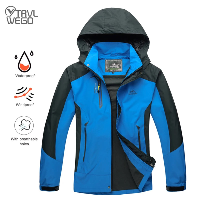 TRVLWEGO Camping randonnée veste hommes automne Sports de plein air manteaux escalade Trekking coupe-vent voyage imperméable vestes noir