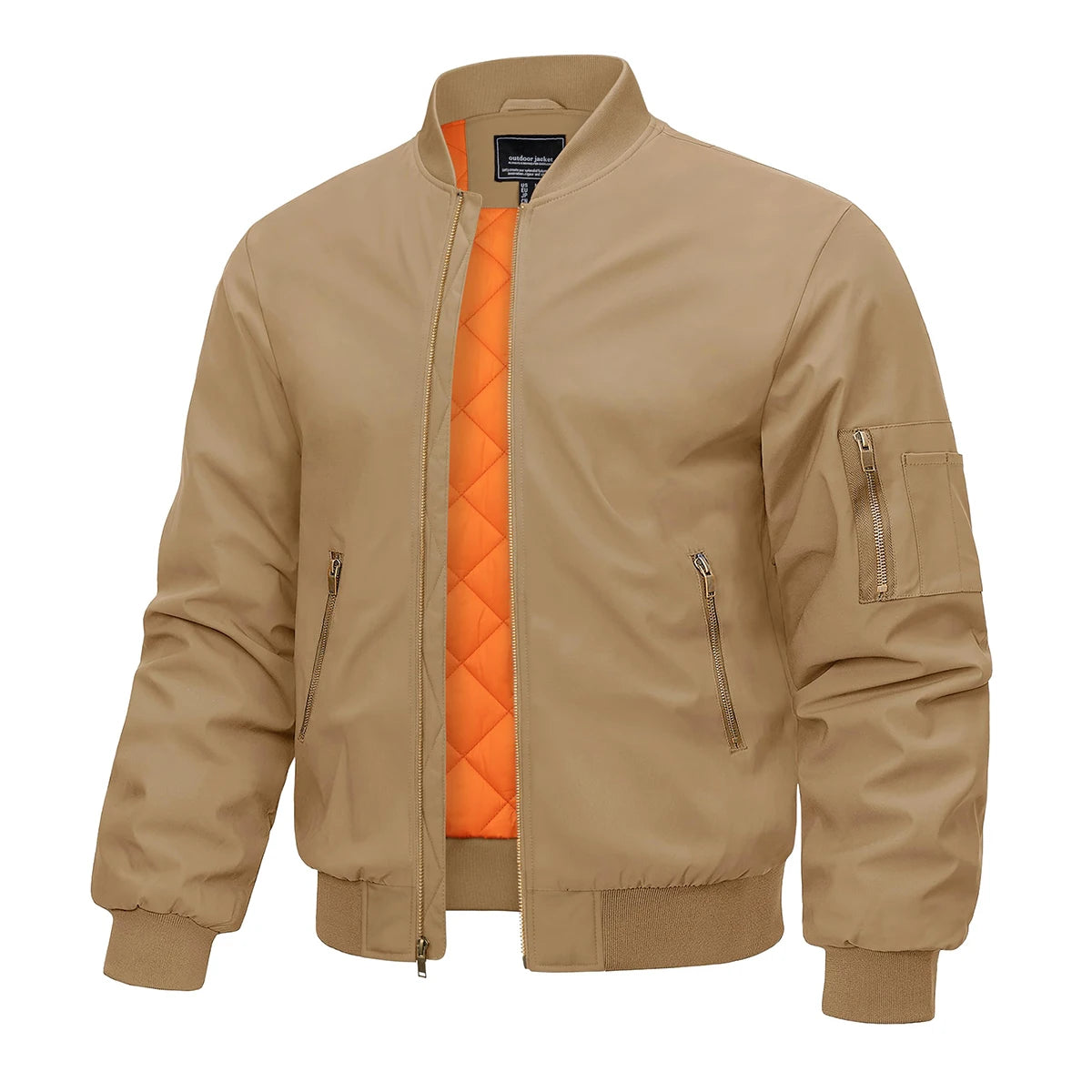 MAGCOMSEN Bomber jacket men's warm zip winter padded casual coat baseball windproof pilot varsity jackets