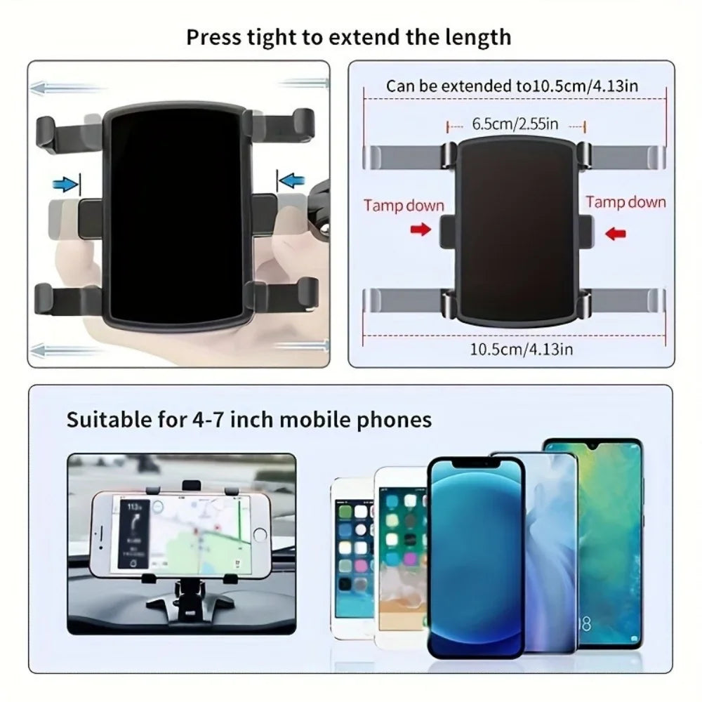 360 °   Support de téléphone de voiture rotatif, support universel pour téléphone portable, tableau de bord, support facile à clipser, support de téléphone portable pour la navigation GPS