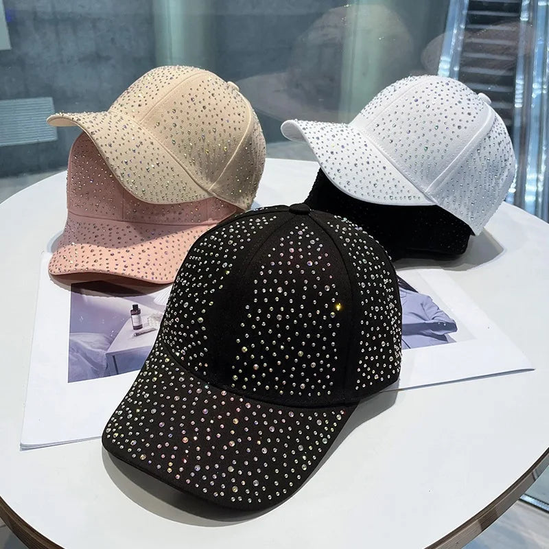 Men and Women Rhinestone Baseball Cap, Cotton, Diamonds, Hip Hop Snapback, Outdoor Visor, Sun Hats