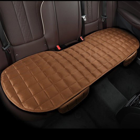 1 pieza de funda de asiento de coche universal bordada a cuadros de pelo corto sin respaldo, cálida y cómoda con bolsa de almacenamiento, adecuada