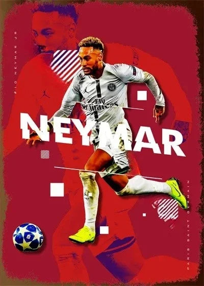 Affiche Métal Aluminium Étoile Football — Décoration Murale Bar, Club & Salon