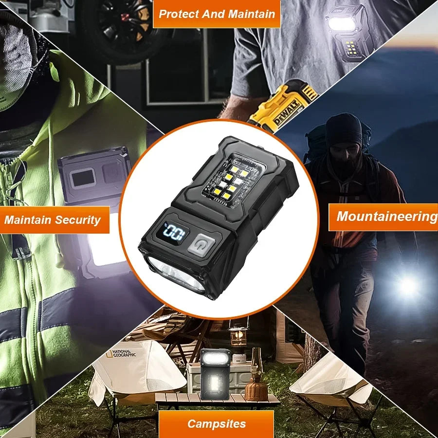MINI lampe de poche LED Rechargeable par USB, lampe de poche Portable à aimant arrière, lanterne de Camping Super brillante, lumière de secours COB latérale