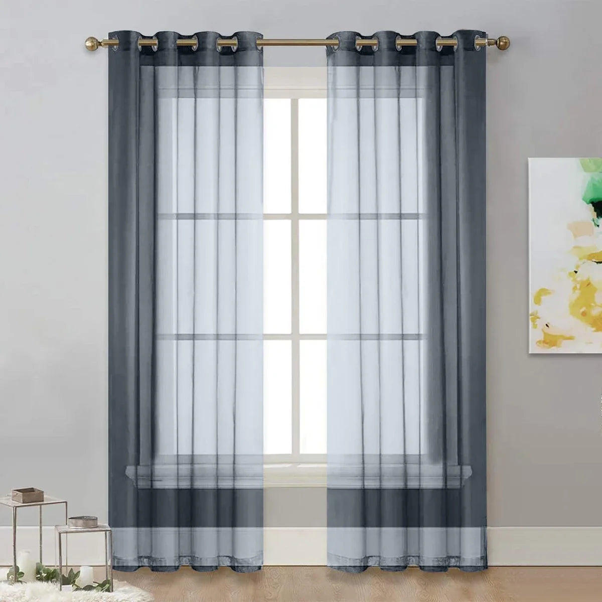 Rideau transparent moderne de couleur unie, rideaux de fenêtre pour salon, chambre à coucher, maison, haut à œillets pour écran de fenêtre français, 1 pièce