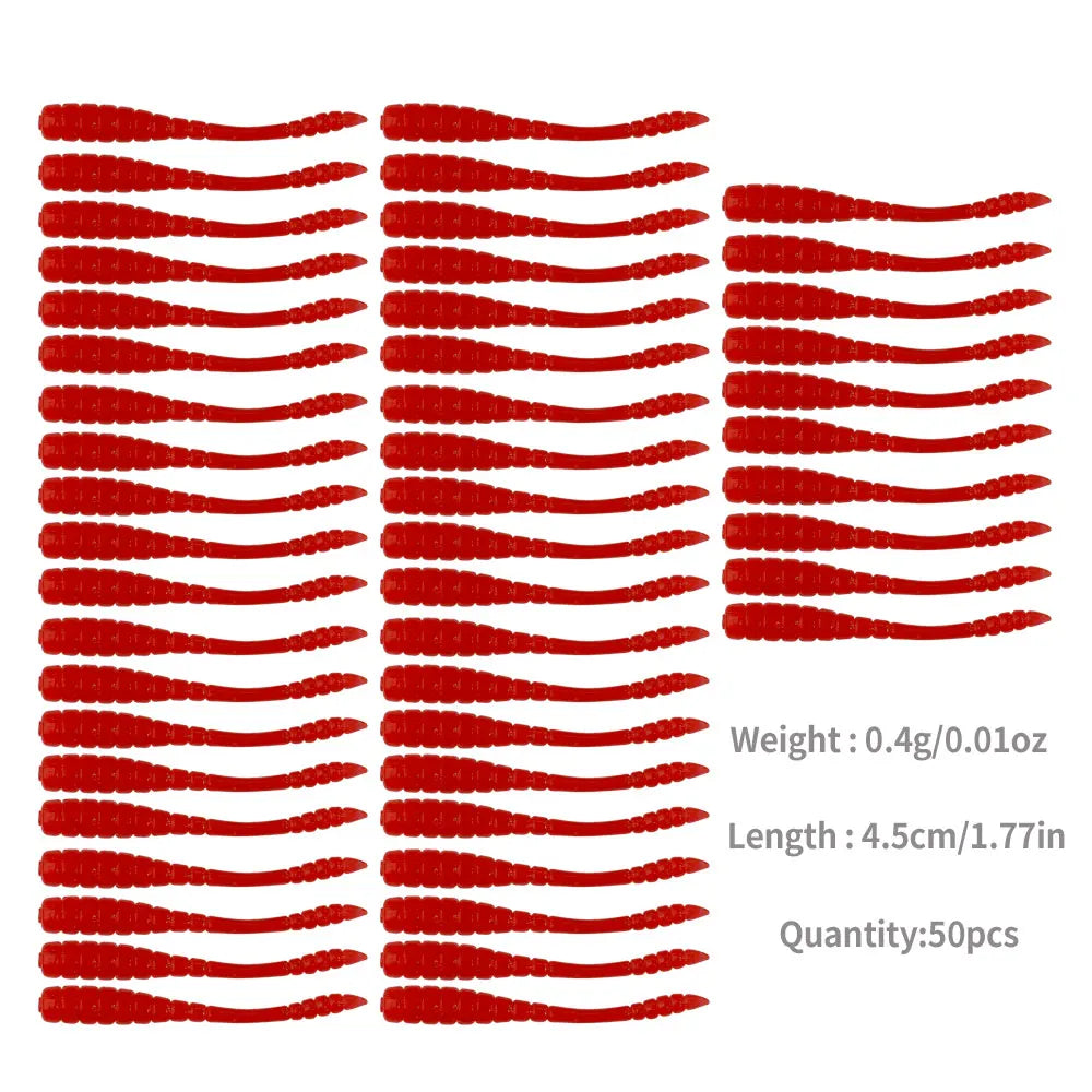 Hengjia 10-50pcs/lot 4.5CM Small Soft Silicone T-Tail Worm Swimbait Lure Fishing Tackle for Carp Black-bass Pike