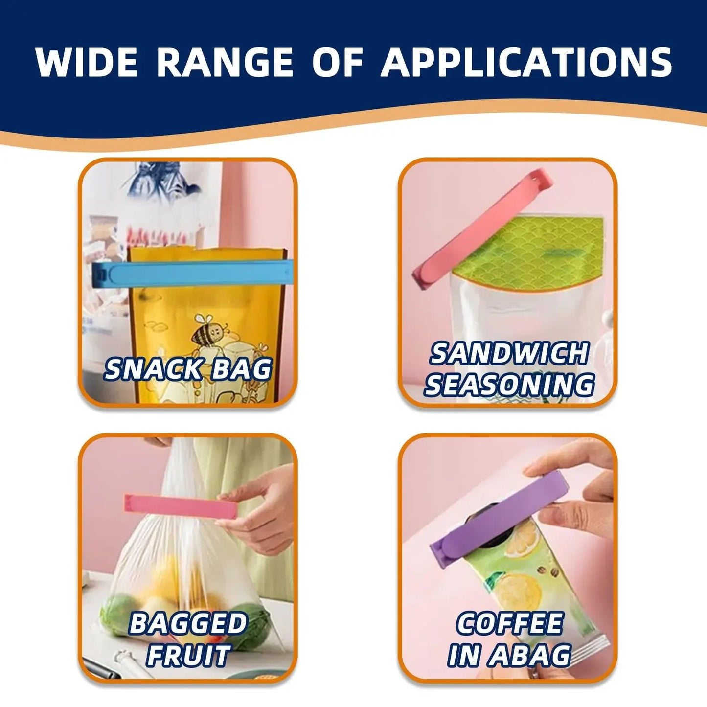 Clips hermétiques pour sacs alimentaires, 12 pièces, scellant en plastique réutilisable et étanche pour collations, chips et céréales |   Accessoires de cuisine lavables au lave-vaisselle