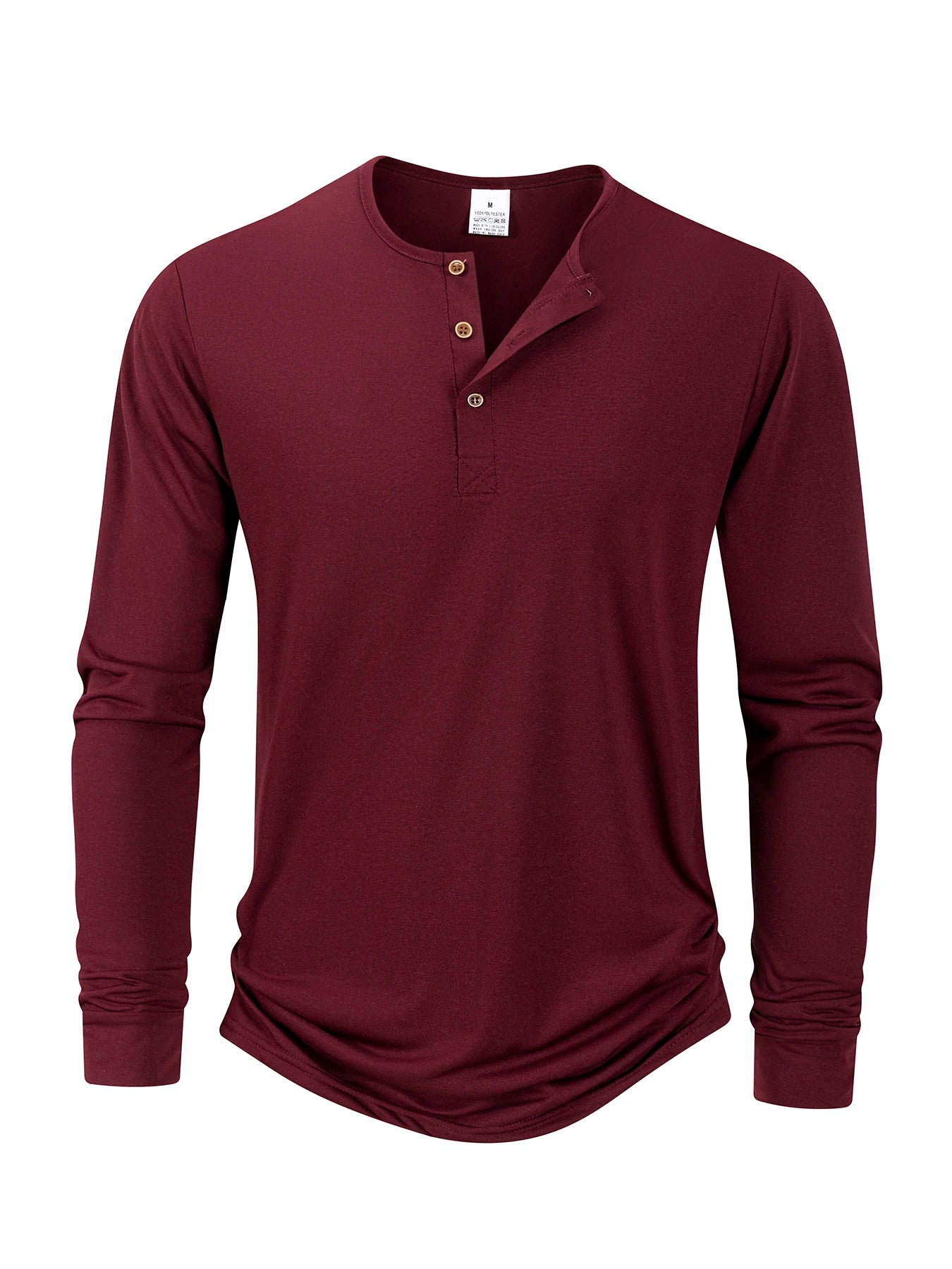 Camiseta Henley de manga larga para hombre, color liso, informal, transpirable, versátil, a la moda, ajustada, otoño
