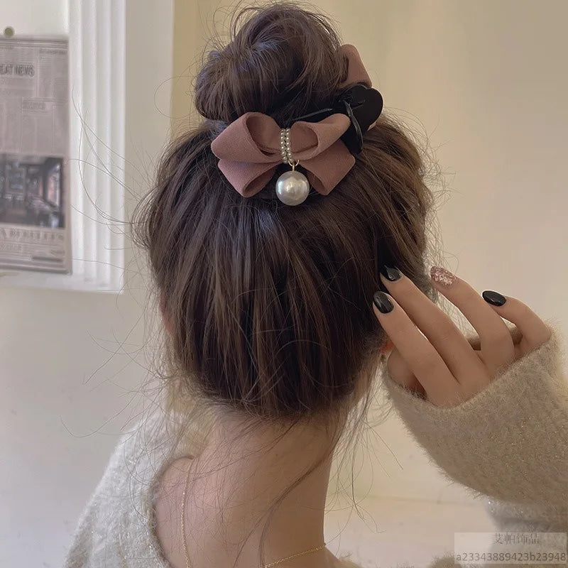 1 morceau d'arc, pince à perles, tempérament, pince requin, accessoire pour cheveux en tissu de Style doux coréen, Accessoires pour cheveux de fille