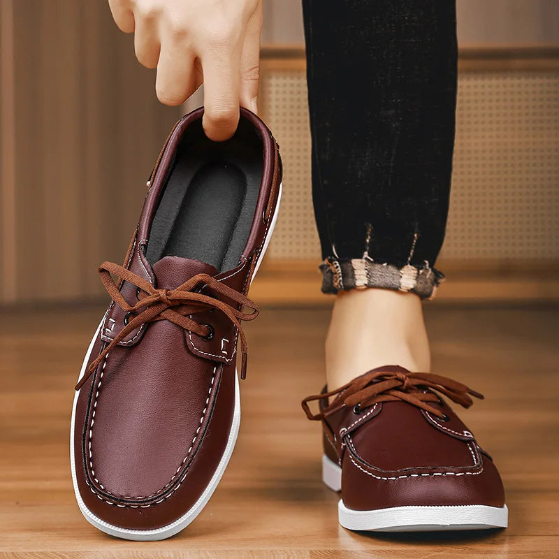Mocassins Homme Cuir PU Sans Lacet — Chaussures Bateau Confortables & Polyvalentes