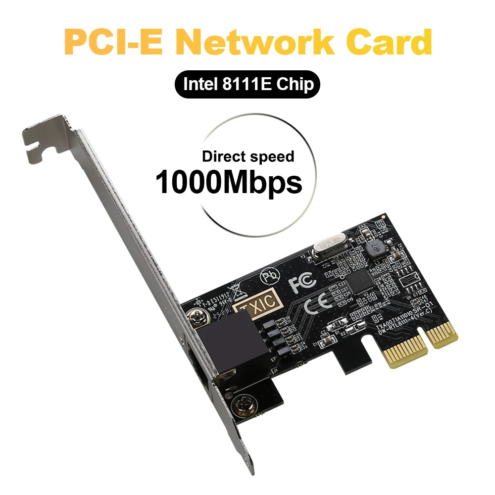 Carte réseau PCIE vers RJ45 1000Mbps, convertisseur PCI Express RJ45 10/100/1000Mbps, adaptateur Gigabit éthérent LAN PCIe pour ordinateur de bureau