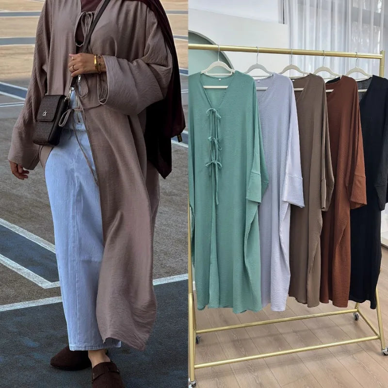 Robe Abaya Ouverte de Luxe pour Femme Musulmane, Cardigan Noir Modeste pour le Ramadan, Arabie Saoudite, Eid Dubaï, Robe de Soirée Islamique, Turquie, Vacances