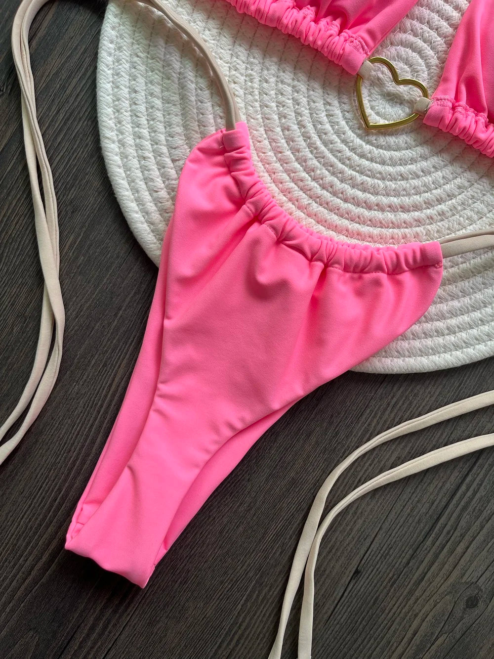 RUOTONSEPT-Maillot de bain deux pièces sexy pour femme, bikini brésilien, couleur unie, col licou, triangle, culotte tanga
