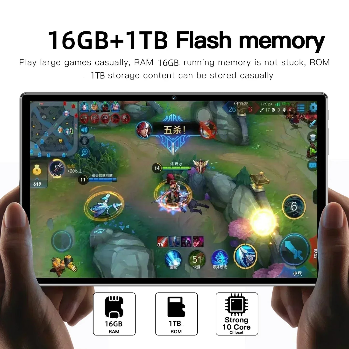Tablette Android 16 11 pouces 2026 — 24 Go RAM, 2 To ROM, appel téléphonique, double SIM, 5G, WiFi, mini tab