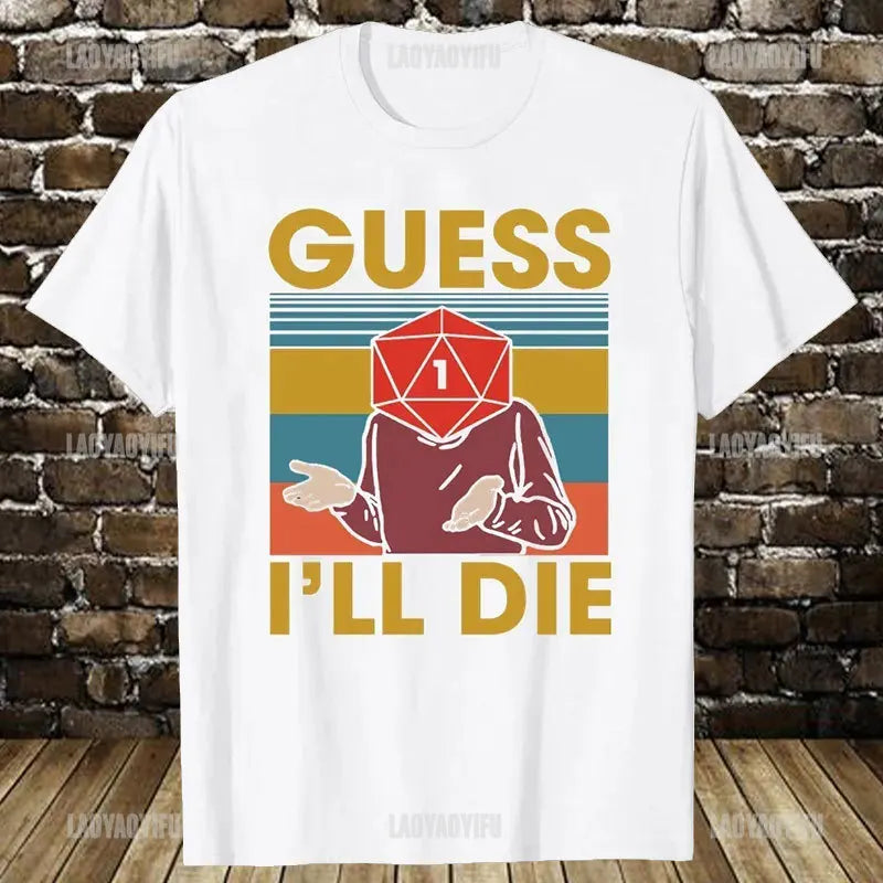 T-shirt rétro en coton pour homme — streetwear, vintage, gamer, donjons, dés, dragon, cadeaux été