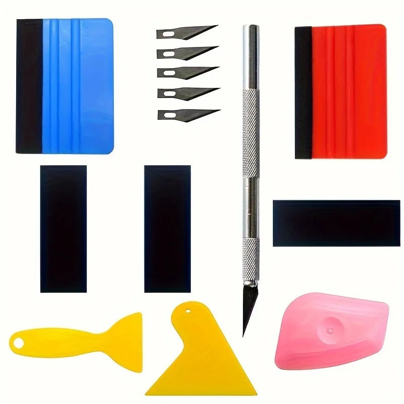 Juego de herramientas para envolver coches, juego de láminas automotrices, herramientas para envolver vinilo, espátula, raspador, cuchillo de corte para juego de herramientas de película para envolver coches