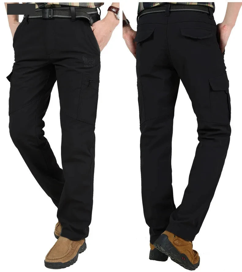 Men's Winter Fleece Tactical Pants Warm Cargo Pants Hunting Softshell Work Pants Thick Warm Waterproof Shark Skin Pants M-4XL