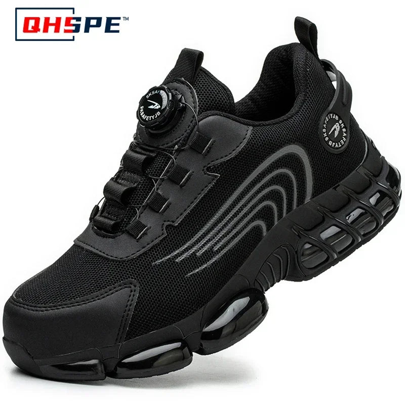 Botón giratorio nuevos zapatos de seguridad para hombre Anti-aplastamiento Anti-perforación zapatos de trabajo de moda para hombre zapatos deportivos botas de protección de seguridad para hombre