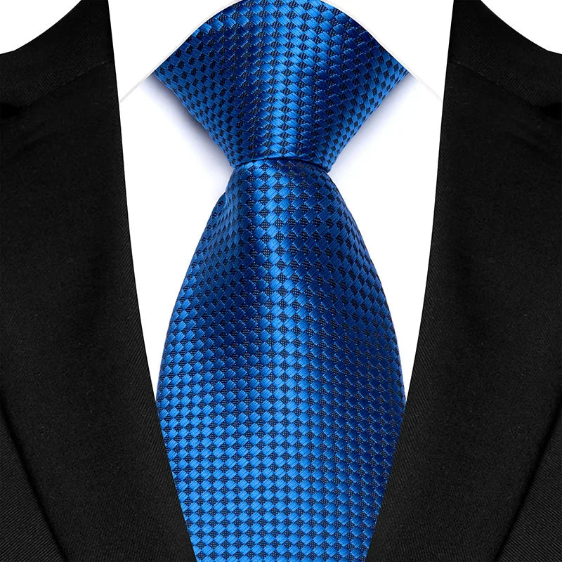 Corbata clásica de cachemira a rayas para hombre, 8 cm, Jacquard, de lujo, color azul real, accesorios, uso diario, regalo para fiesta de boda