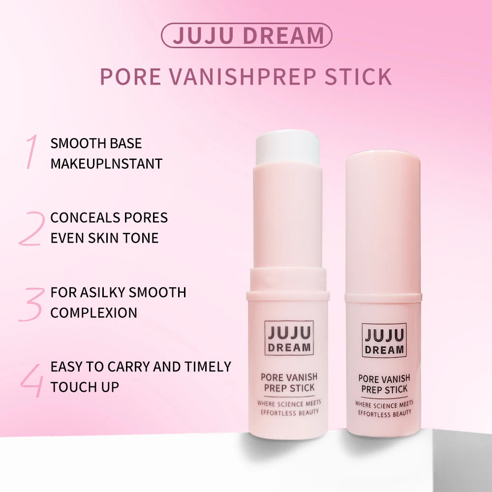JUJU DREAM Pore Vanish Prep Stick - Barra preparadora para minimizar los poros, prebase de maquillaje facial, control de grasa, para un maquillaje suave