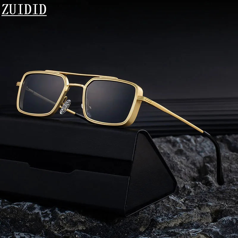 Lunettes de soleil carrées Steampunk hommes et femmes — punk, rétro, mode, vintage, 2025