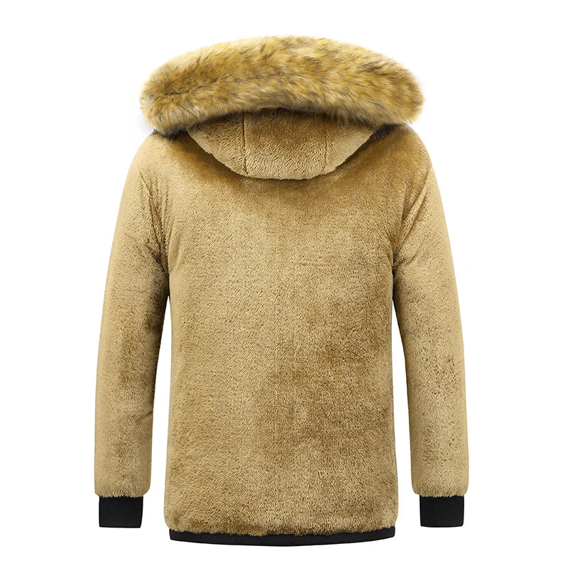 Men Winter New Windbreaker Fleece Warm Thick Jacket Parkas Coat Men Fashion Hooded Fur Collar Classic Casual Parka Men