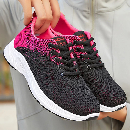 Baskets Femme 2025 Maille Légère — Douces Plates Plateforme à Lacets