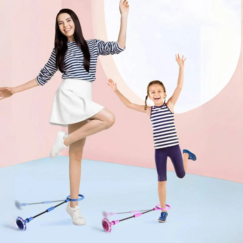 Bolas de rebote intermitentes elásticas, auto luminosas, anillo de salto giratorio para niños y adultos, conjunto de fitness, bola de giro de una sola pierna, regalo novedoso