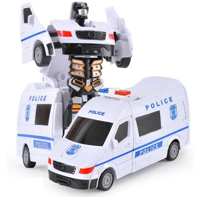Coche de juguete de cambio de forma de impacto inercial para niños, robot Autobot de cambio de forma con un solo botón, rompecabezas de cambio de forma, colisión
