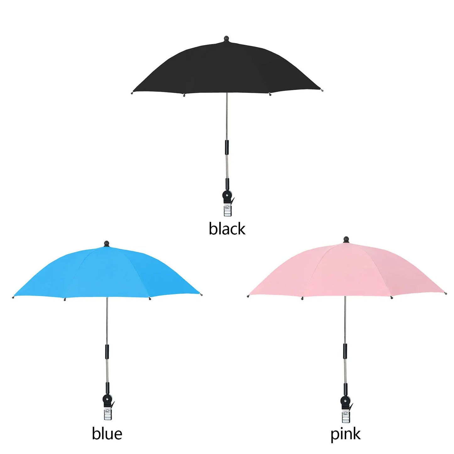 ZK20 Paraguas de silla de playa Protección UV Parasol para cochecito de bebé 360° Parasol ajustable para silla con pinza