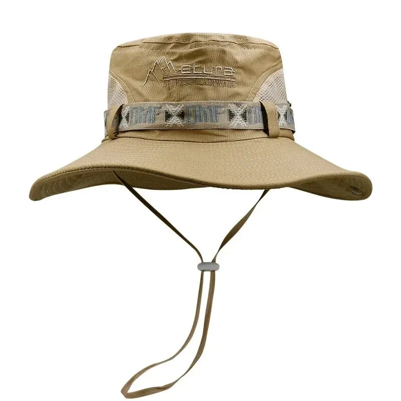 Chapeau seau d'été pour hommes, Protection UV en plein air, à large bord, Panama, Safari, chasse, randonnée, chapeau de pêcheur en maille, casquette de Protection solaire de plage