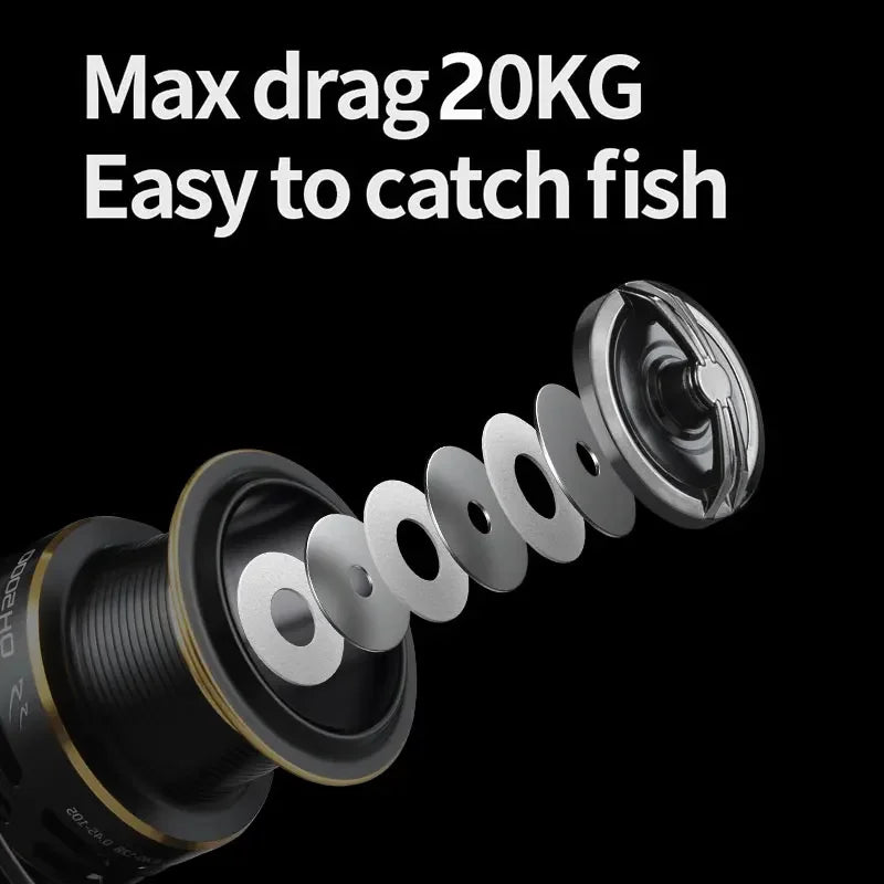 LINNHUE moulinet de pêche à la carpe moulinet QH3000-9000 fort Double traînée 20kg Carretilha Pesca moulinet de mer pêche bobine de rechange gratuite
