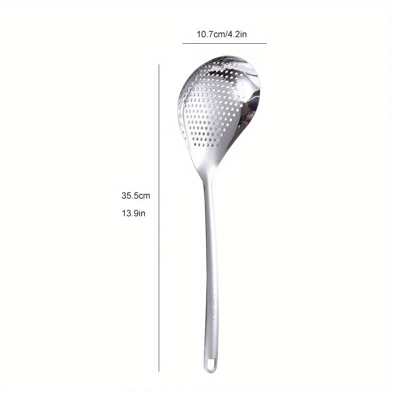 Cuchara colador de acero inoxidable duradera, cuchara colador de alimentos resistente para freír y cocinar, utensilios de cocina 1 pieza