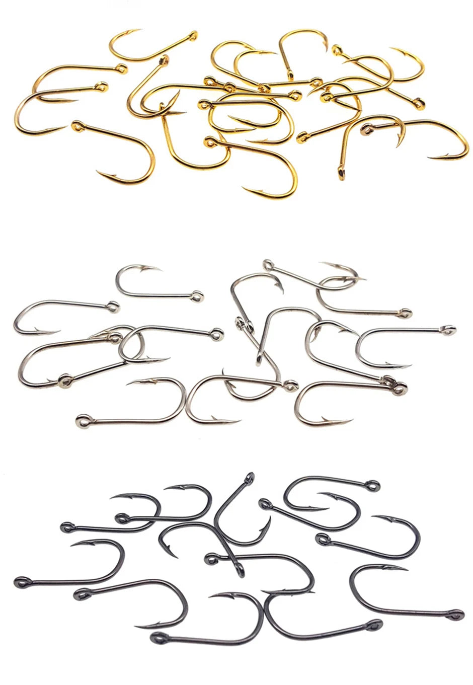 Ensemble d'Hameçons Pêche 100 Pièces — Acier Haute Teneur Carbone, Cercle Barbelé, Carpe, Mouche