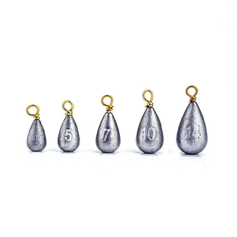 22 pièces/boîte poids de pêche plombs en forme de larme plombs de pêche basse coulée goutte tir poids pour eau salée eau douce