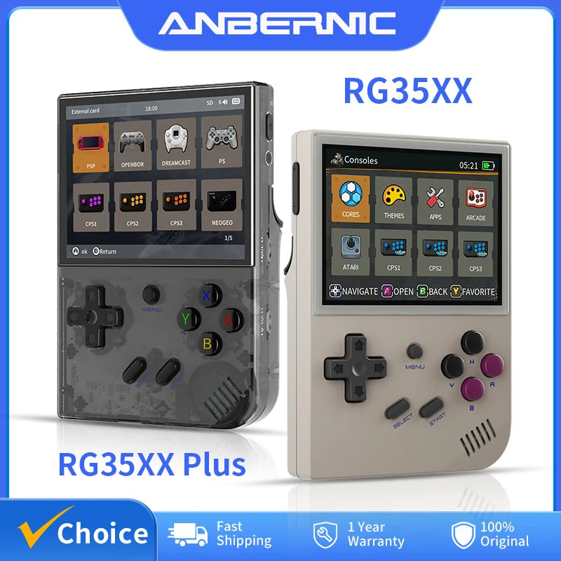 ANBERAlfred-Consola de juegos retro RG35XX Plus/RG35XX, pantalla IPS de 3.5", reproductor de videojuegos portátil Linux, compatible con salida HDMI-M de TVChancelor