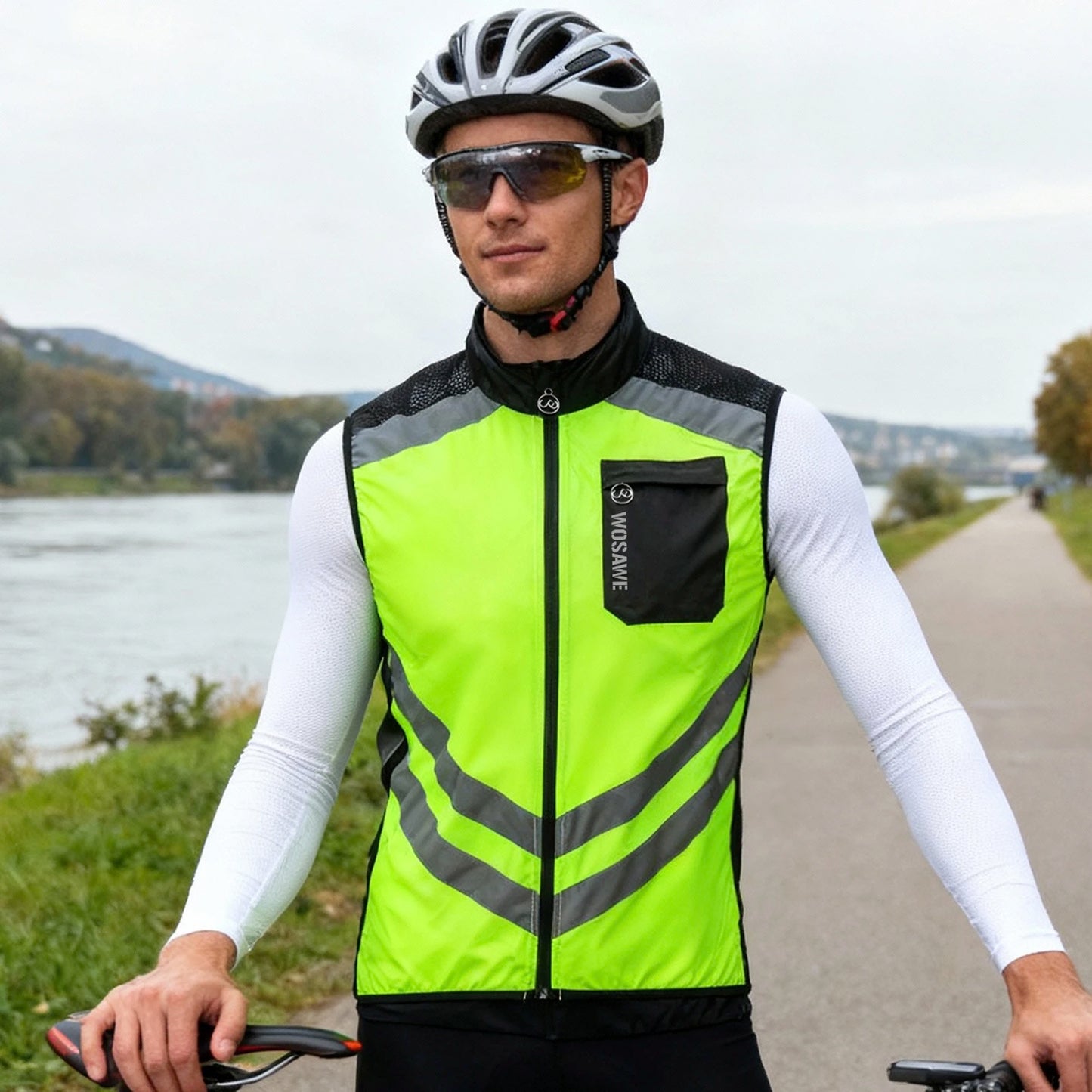 Gilets de cyclisme nuit sécurité pour hommes — sans manches, sport, VTT, vêtements vélo route