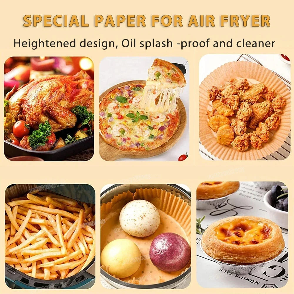 Papier antiadhésif pour friteuse à air et poulet, papiers de cuisson ronds, doublures en papier, accessoires de cuisine, 50 pièces, 100 pièces