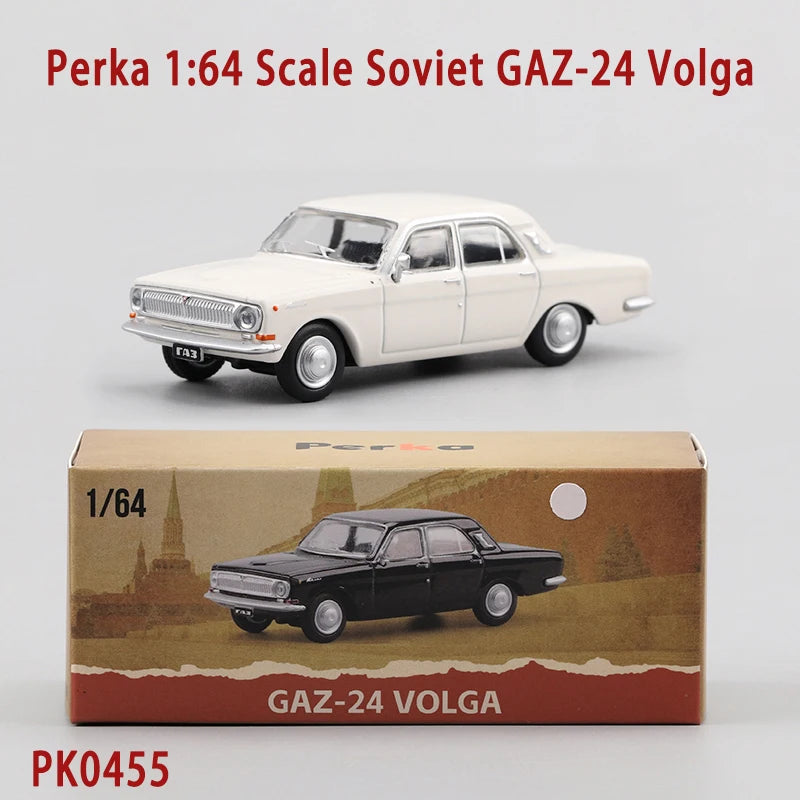 Perka Diecast 1:64 Scale Soviet GAZ-24 Volga Alloy Simulation Adult Car Model Collection Decoration Gift Toys Static Display