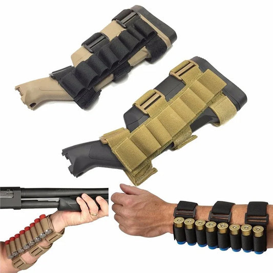 Pochette pour chargeur de 8 balles de chasse en plein air, pochette à cartouches détachable pour bras avec sangle de maintien pour fusils de calibre 12/20