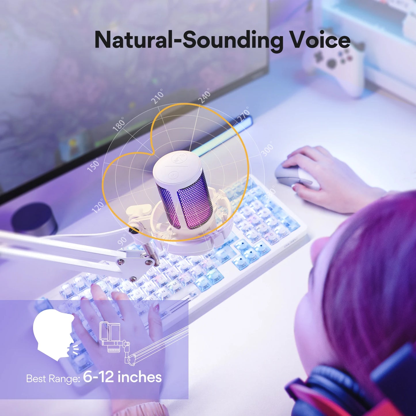MAONO Gamerwave DGM20S — Microphone USB Gaming RGB Réduction Bruit Streaming