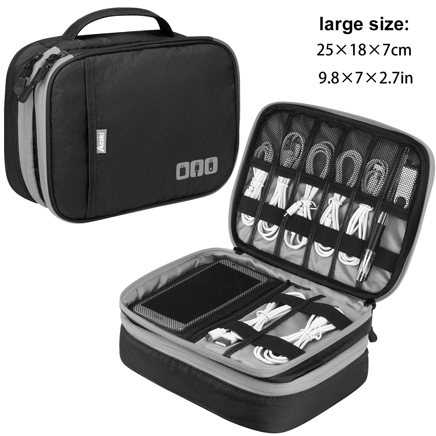Clearance_Portable Accessoires électroniques Étui de voyage, Sac de rangement de câbles Sac de transport de gadgets pour iPad, câbles, alimentation, clé USB