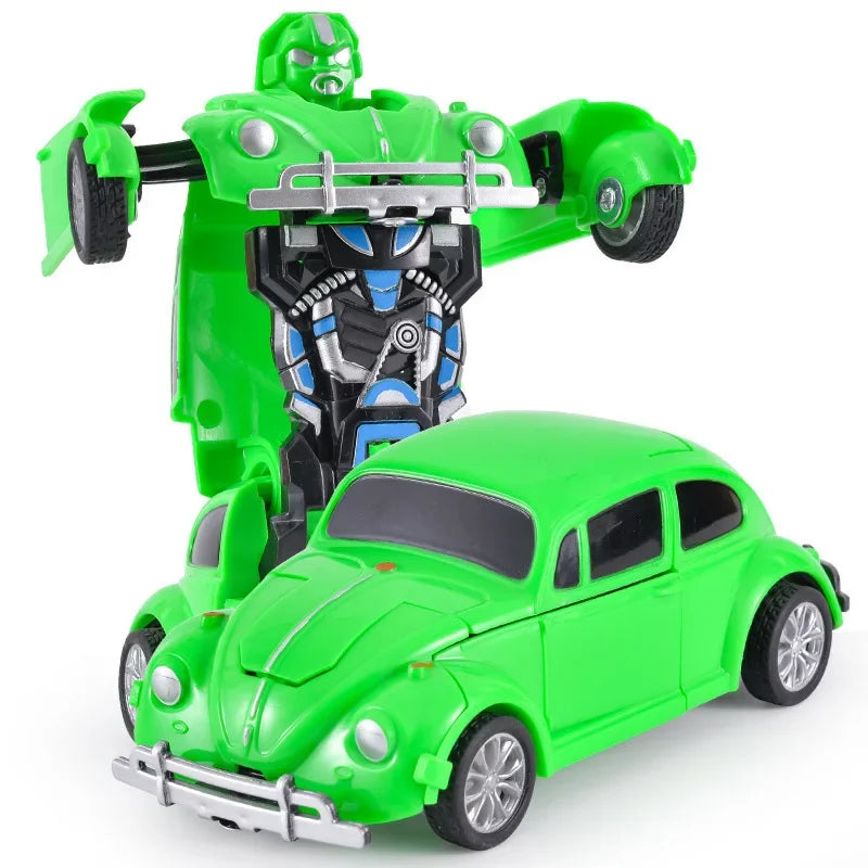 Coche de juguete de cambio de forma de impacto inercial para niños, robot Autobot de cambio de forma con un solo botón, rompecabezas de cambio de forma, colisión