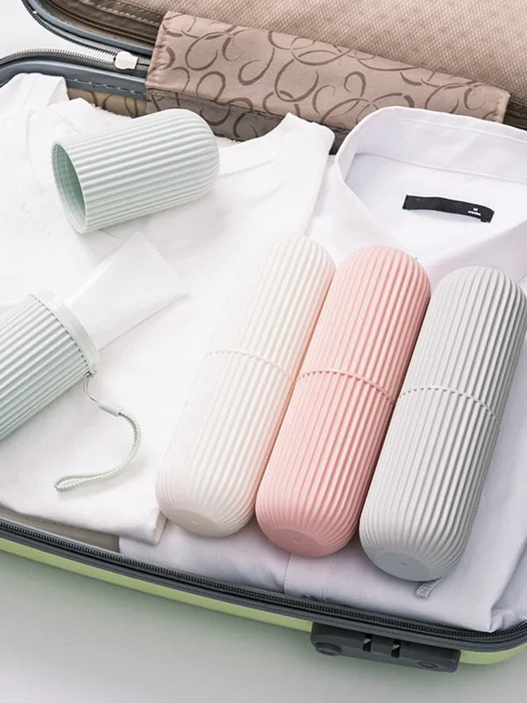 1Pc Portable Toothbrush Cup Bathroom Toothpaste Holder Storage Case Box Organizer Travel Toiletry Storage Cup New Creative
