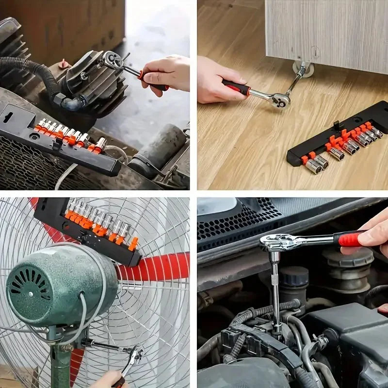 Juego de llaves de vaso mejorado, hardware para coche, barco, motocicleta, bicicleta, herramienta de reparación, llave de carraca corta, herramientas de reparación de automóviles, manual