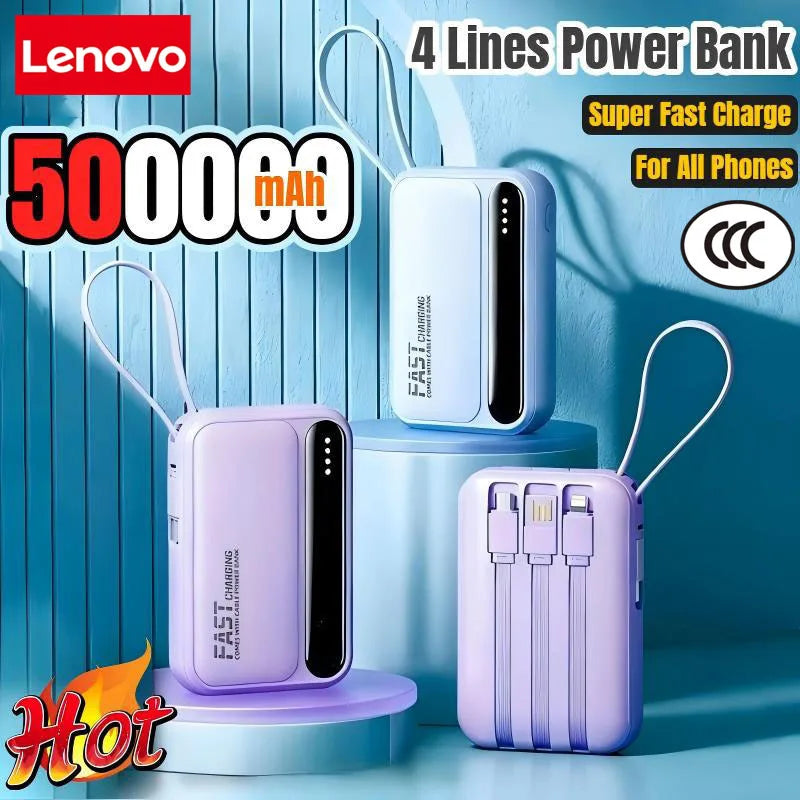 Power Bank 120W grande capacité — 4 câbles intégrés, affichage numérique intelligent, portable