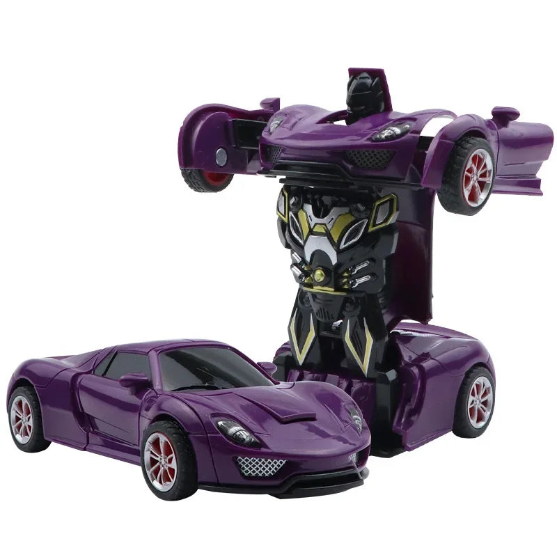 Coche de juguete de cambio de forma de impacto inercial para niños, robot Autobot de cambio de forma con un solo botón, rompecabezas de cambio de forma, colisión
