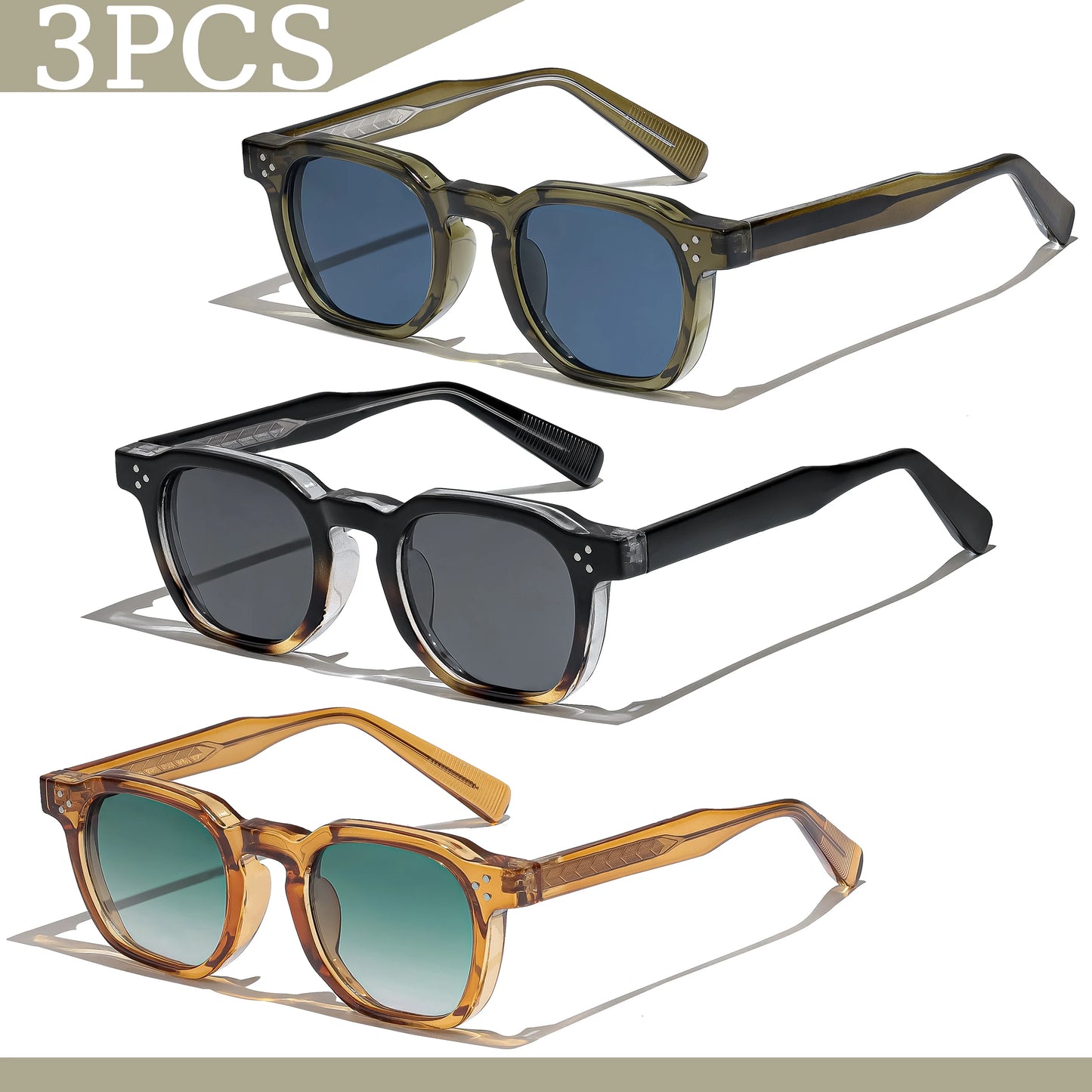 1/2/3 pièces en gros nouveau carré rétro lunettes De Soleil hommes mode Punk lunettes De Soleil femmes lunettes De Voyage Lunette De Soleil Femme UV400